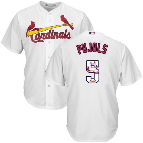 Cardinals #5 Albert Pujols White Team Logo Fashion Stitched MLB Jersey